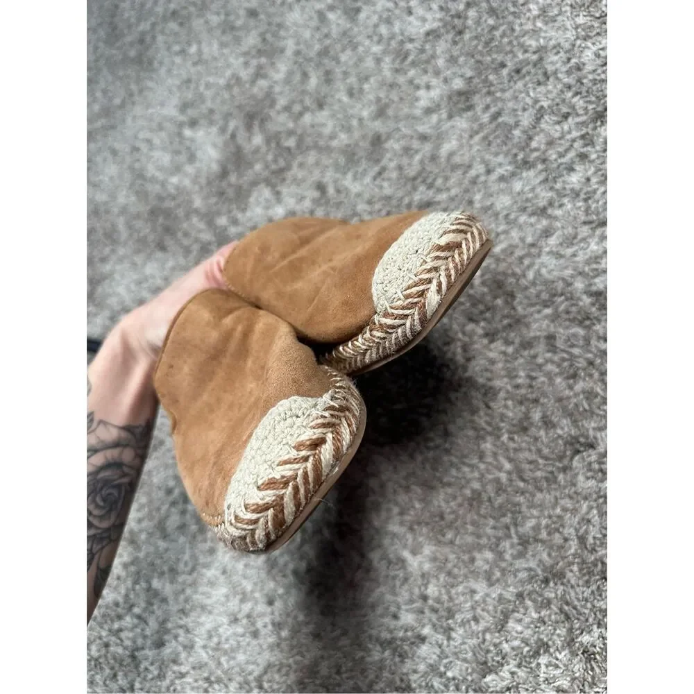 Steven High Mule Tan Suede Leather Espadrille Flats Slip On Shoes Women’s 8